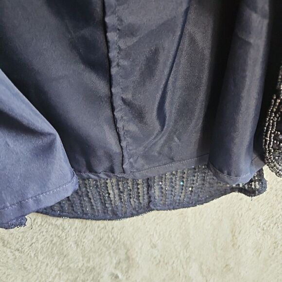 Lawrence Kazar Women's Lg blue Silk Beaded Skirt And Top formal wedding - Picture 13 of 16